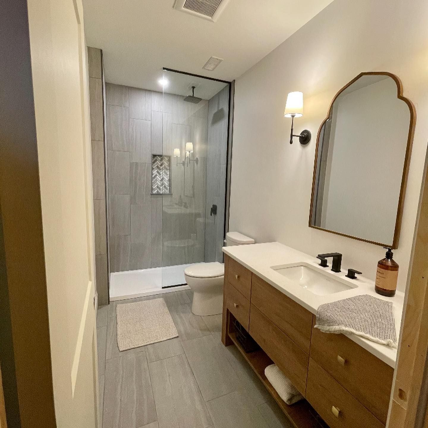 Guernsey Plumbing full service plumbing company completed bathroom with shower