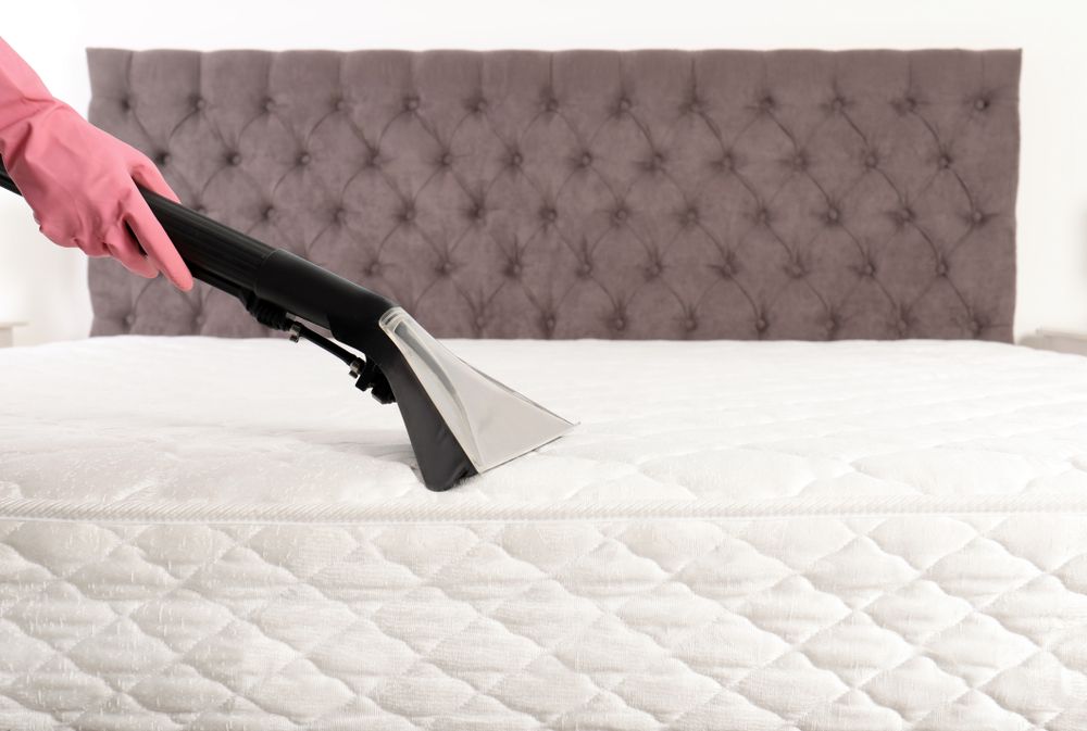 A Person is Cleaning a Mattress With a Vacuum Cleaner — Carpet Pro Care in Goonellabah, NSW