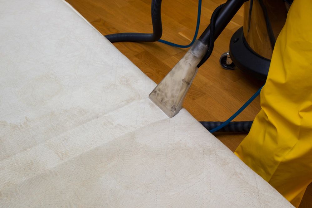 A Person is Cleaning a Mattress With a Vacuum Cleaner — Carpet Pro Care in Kyogle, NSW