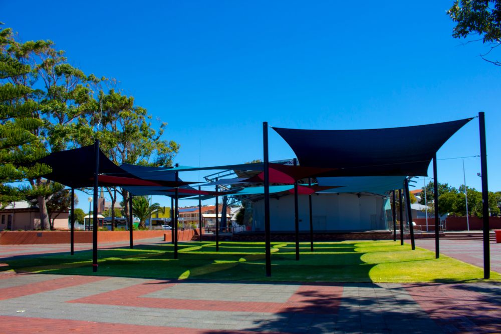 A Row of Shade Sails in a Park on a Sunny Day — Cooloola Sail Company In Curra, QLD