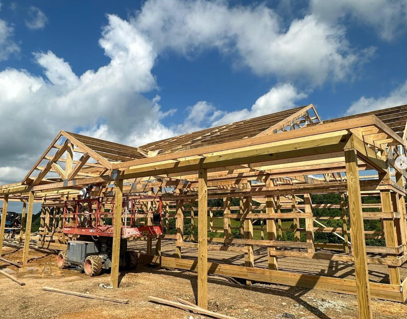 Barndominium being framed up while under construction