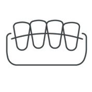 Dents avec un fil de retenue attaché à l'avant, dans un dessin au trait simplifié.