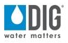A logo for a company called dig water matters.