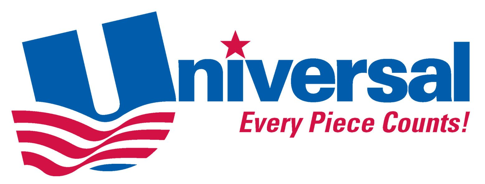 A logo for universal every piece counts with an american flag.