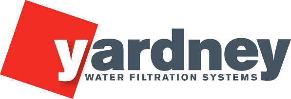 The yardney water filtration systems logo is red and black.