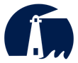 White lighthouse icon against a pale yellow circular background