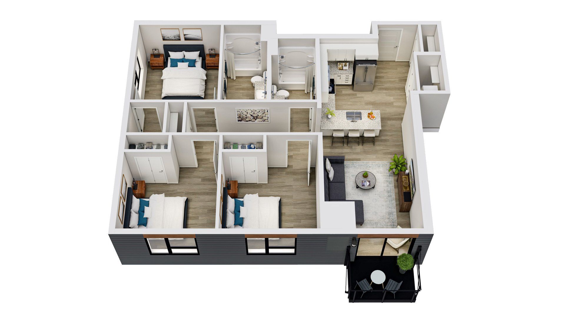 Floor Plan - 3 Bed / 2 Bath - Plan D