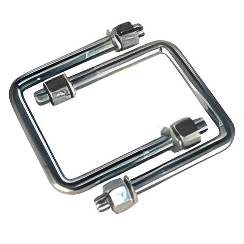 A Pair of Square U Bolts with Nuts on A White Background — Bonetig's Mobile Towbars & Trailers In Oak Flats, NSW
