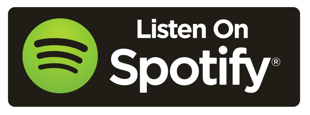 A spotify logo that says listen on spotify on a white background.