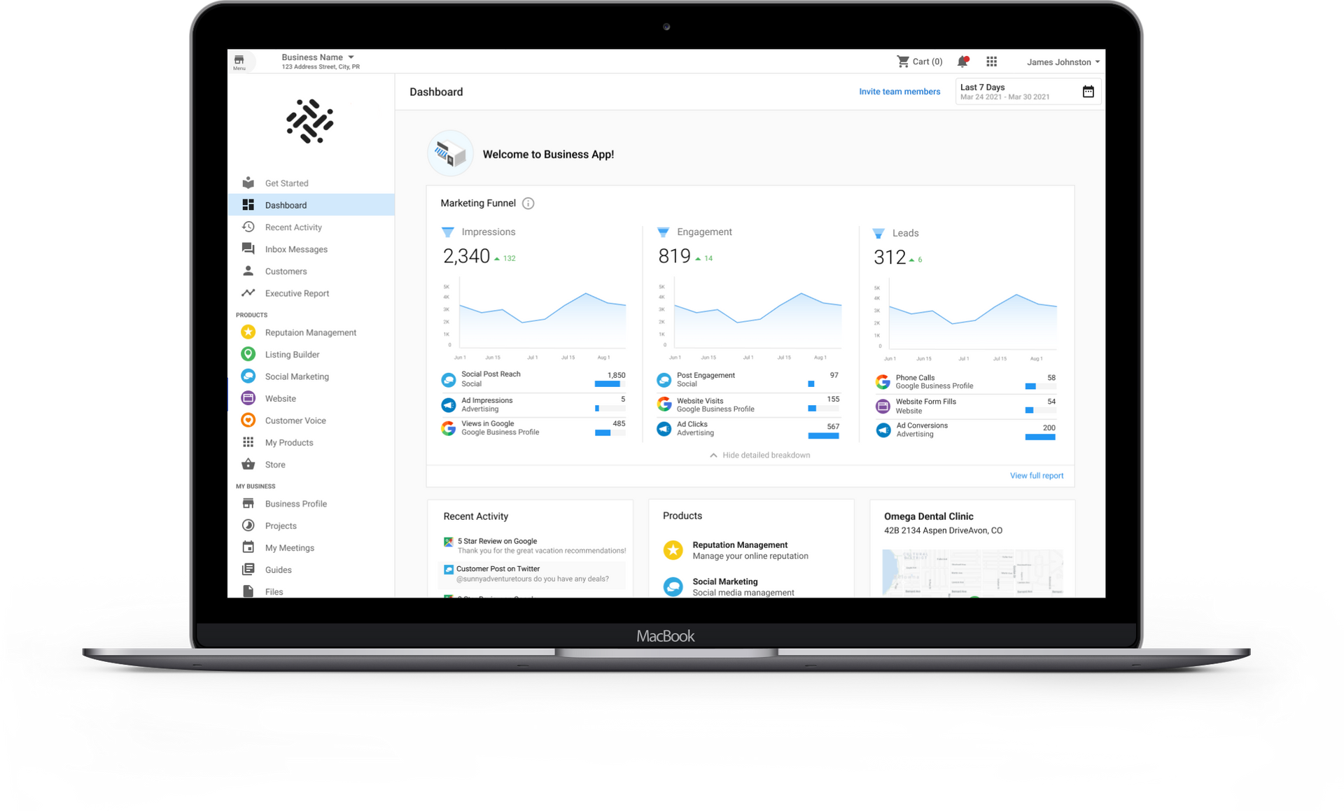 Laptop displaying a web dashboard with data visualizations, graphs, and application monitoring information.