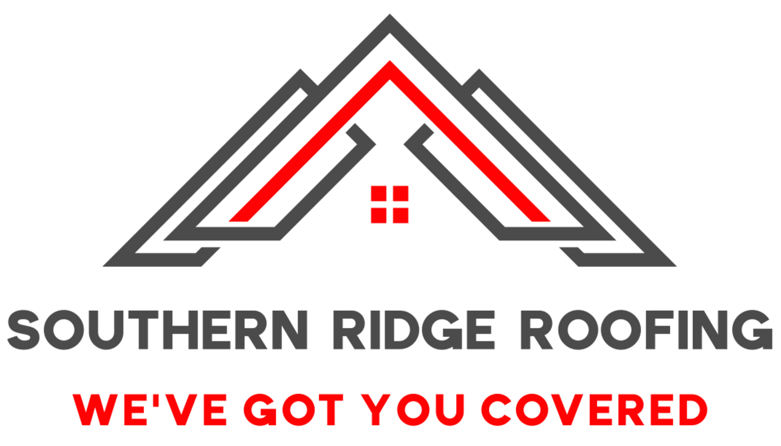 Logo for Southern Ridge Roofing: stylized roof icon in gray and red, with company name and tagline.