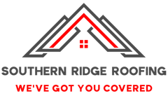 Logo for Southern Ridge Roofing: stylized roof icon in gray and red, with company name and tagline.