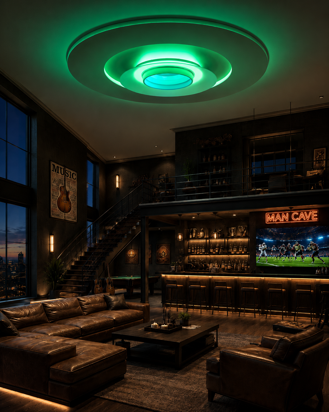 Iluminación inteligente RGB para casa con sistema de automatización residencial