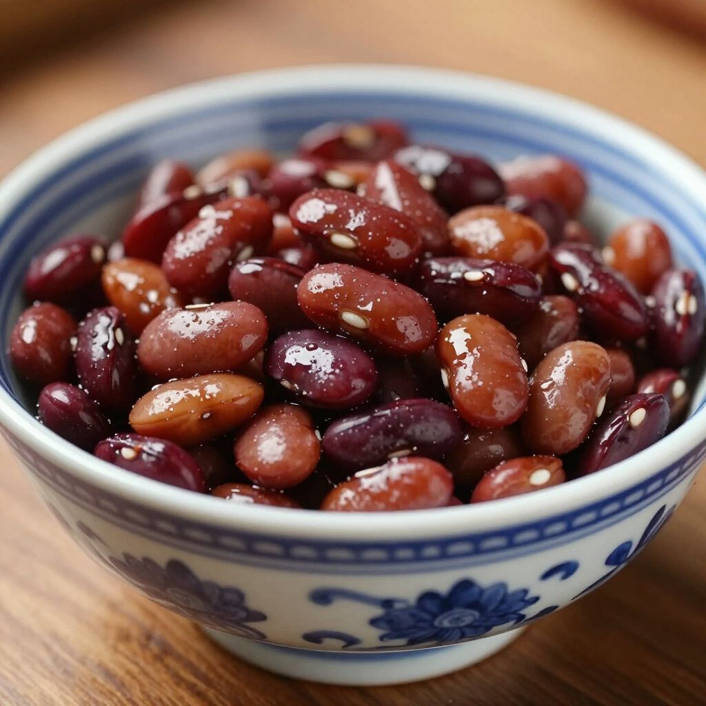 A bowl with sweet beans