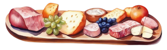 Cartoon image of a charcuterie board