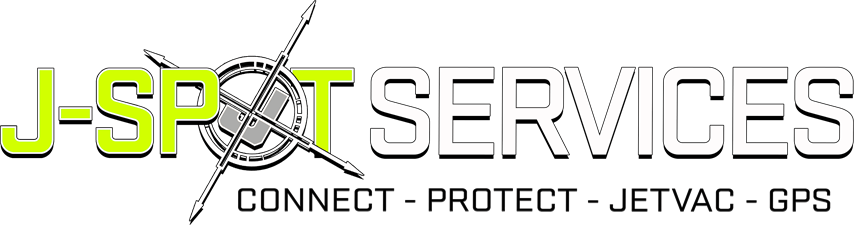 J-SPOT SERVICES logo with a lime green "J-SPOT" and white "SERVICES," plus the tagline "CONNECT - PROTECT - JETVAC - GPS."