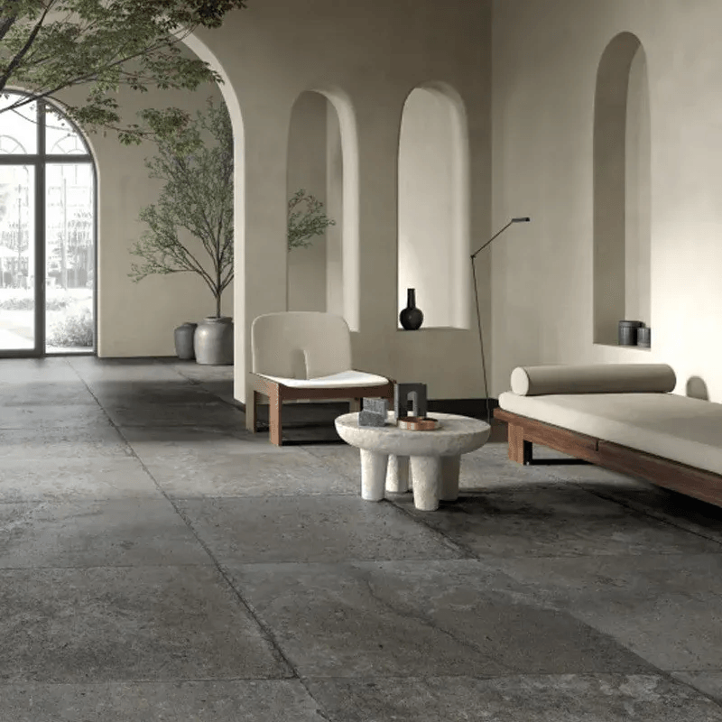 Carrelage pierre gris