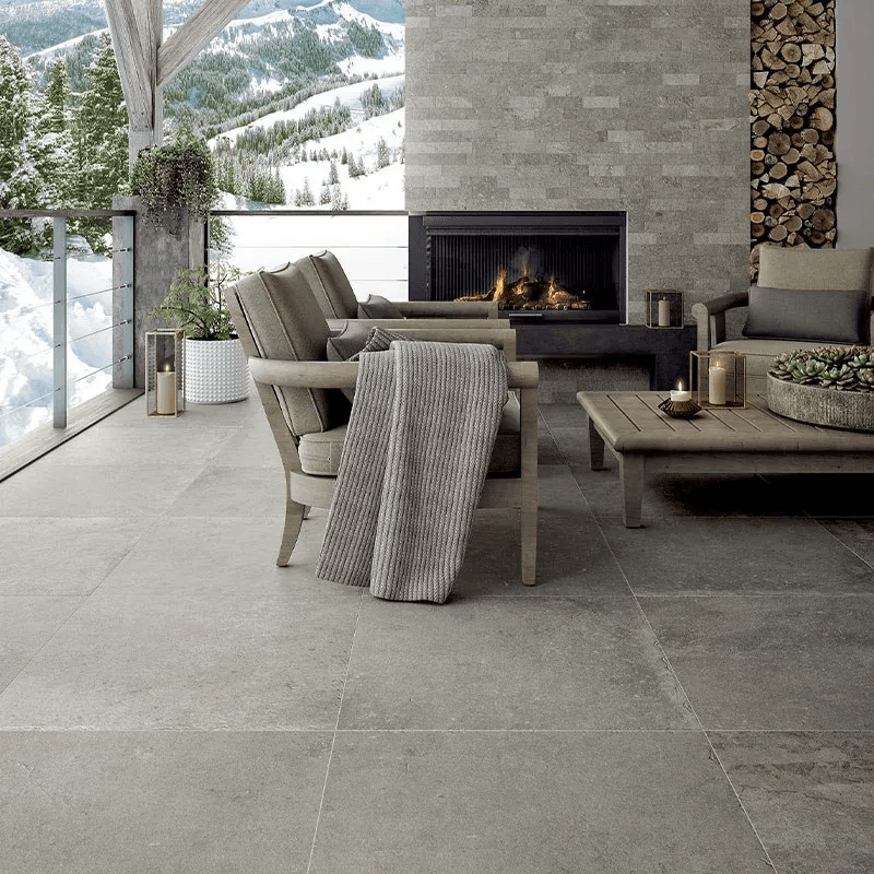 Carrelage pierre gris