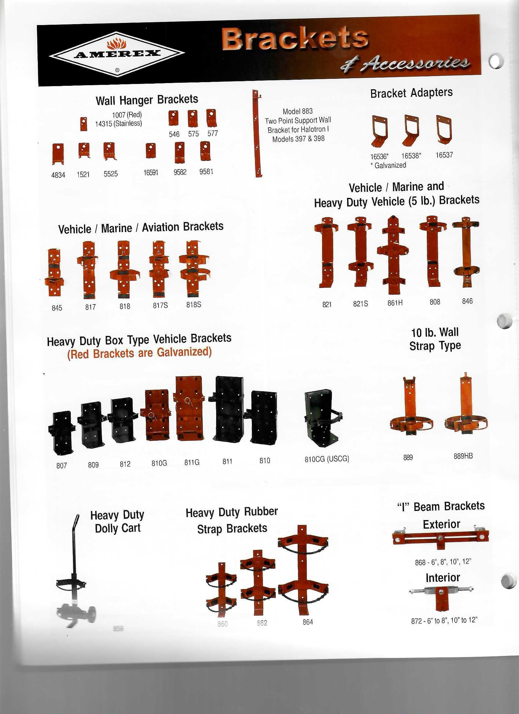 Poster of bracket hardware examples labeled by style, with brown, black, and silver metal brackets on white background