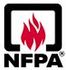 NFPA logo with black letters and red flame icon in a white rounded square