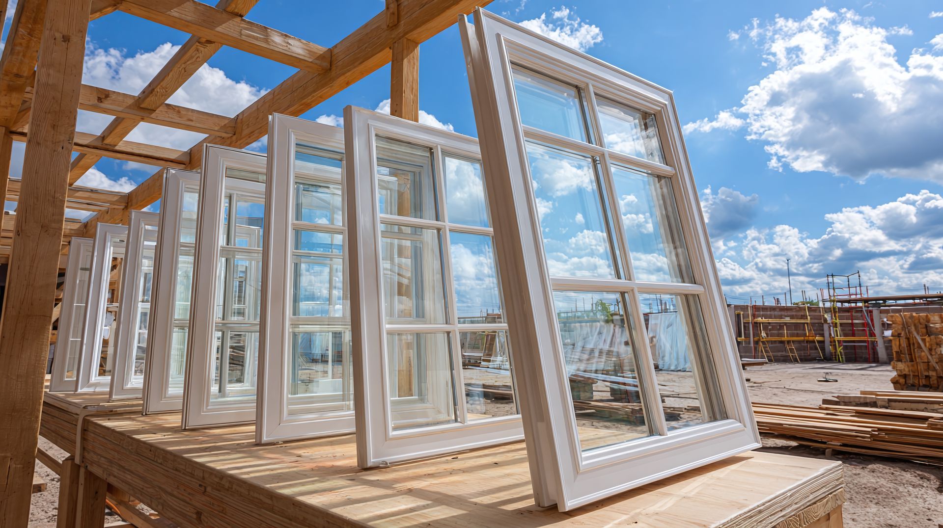 White windows on wood frame White windows on wood frame