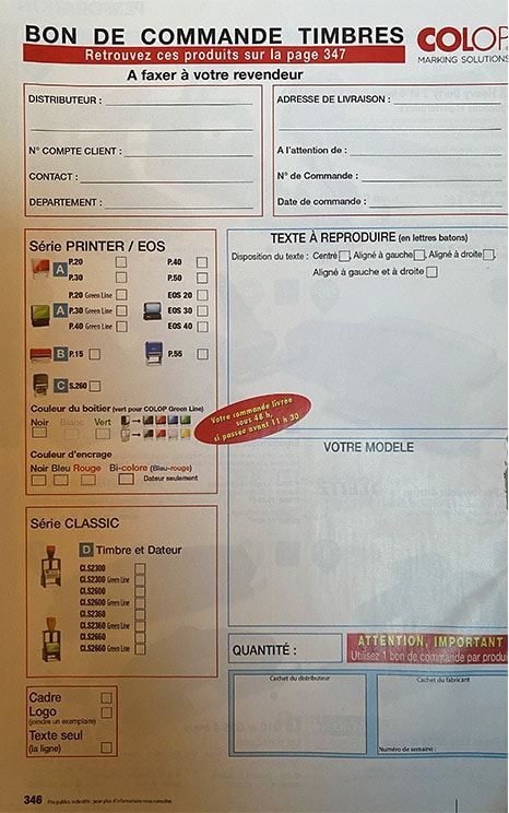 commande tampons encreurs