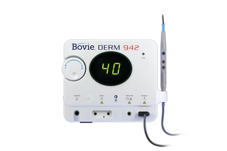 Bovie DERM 942 electrocautery unit with a digital display showing