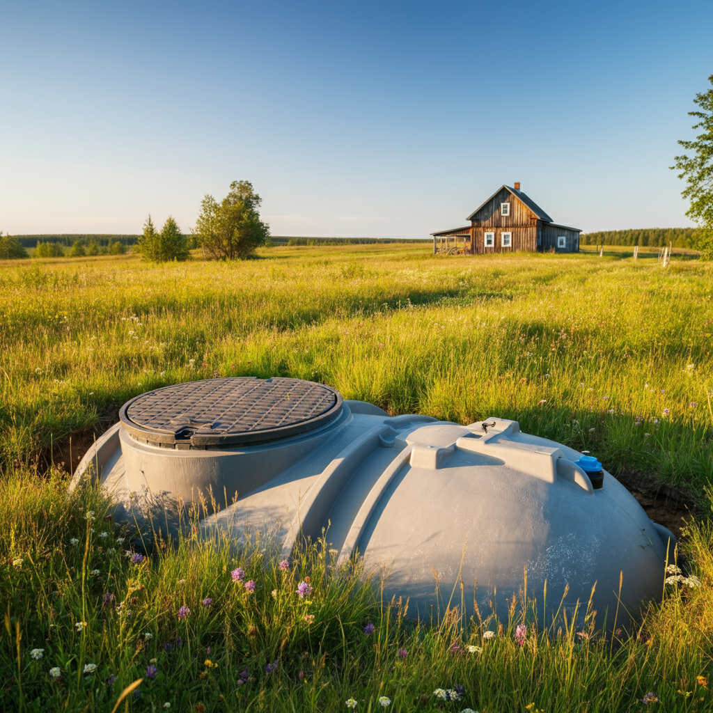 septic tank in a field