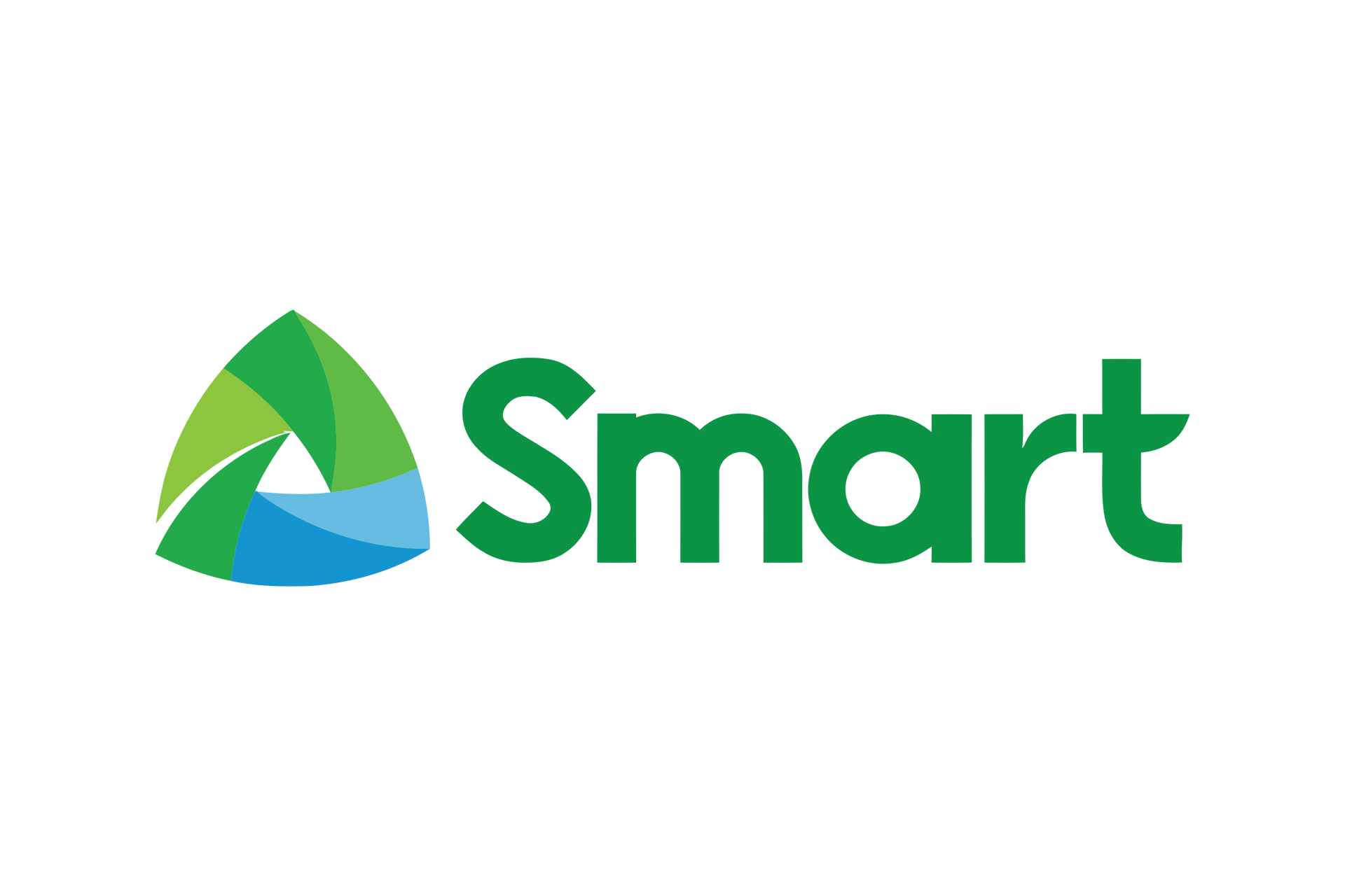Smart logo: green triangle with overlapping blue and green segments, next to the word