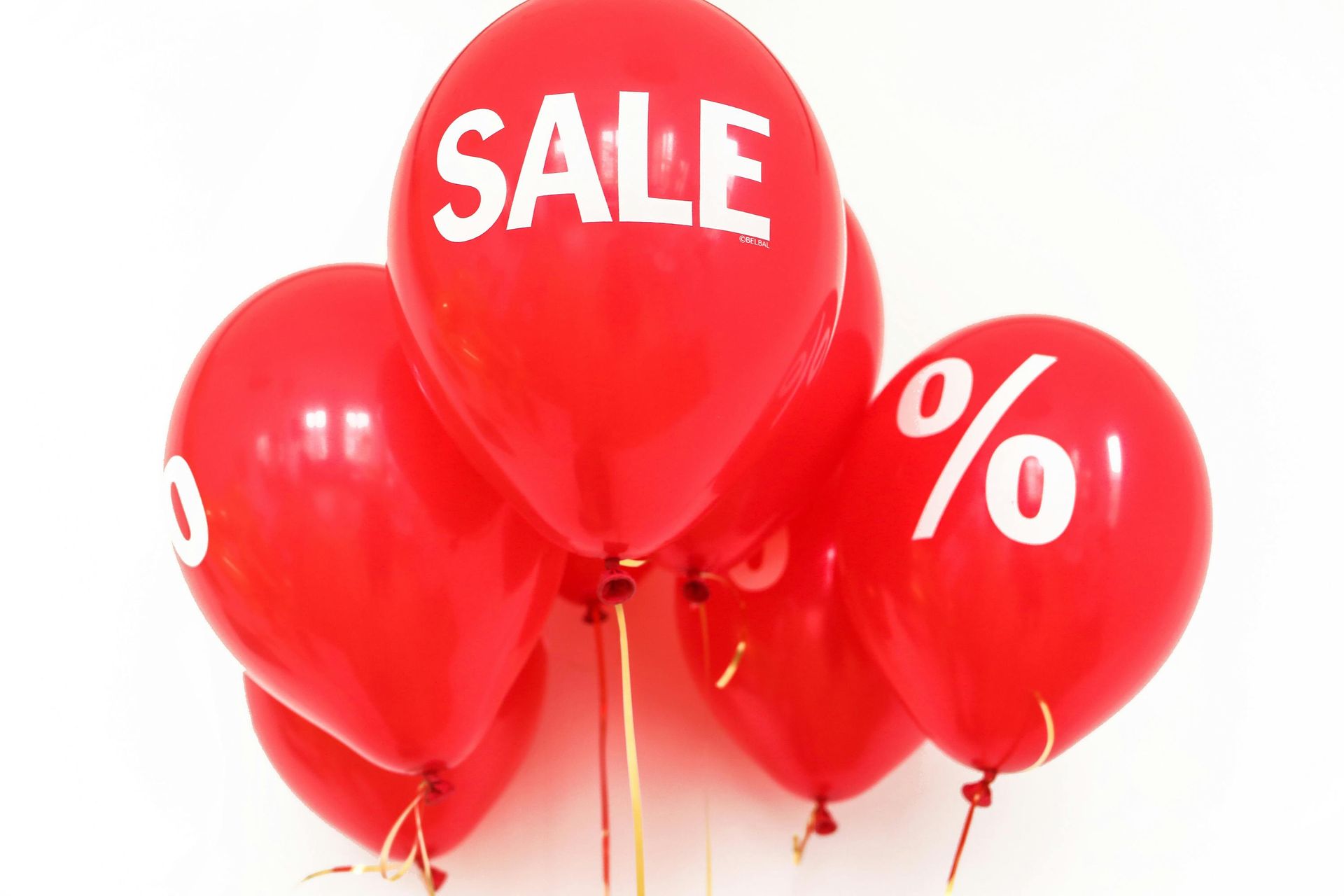Red balloons with white 