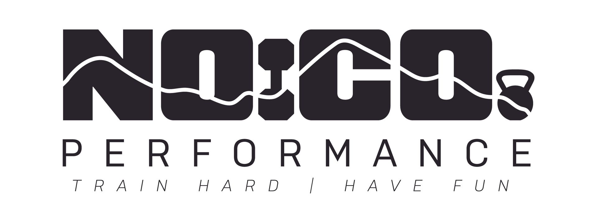 A black and white logo for noco performance train hard i have fun