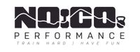 A black and white logo for noco performance train hard i have fun