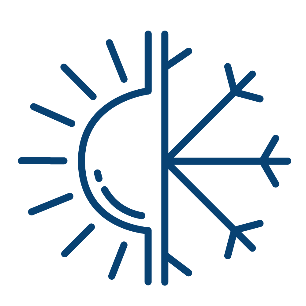Sol og snø som illustrerer varmeanlegg - logo varmeanlegg