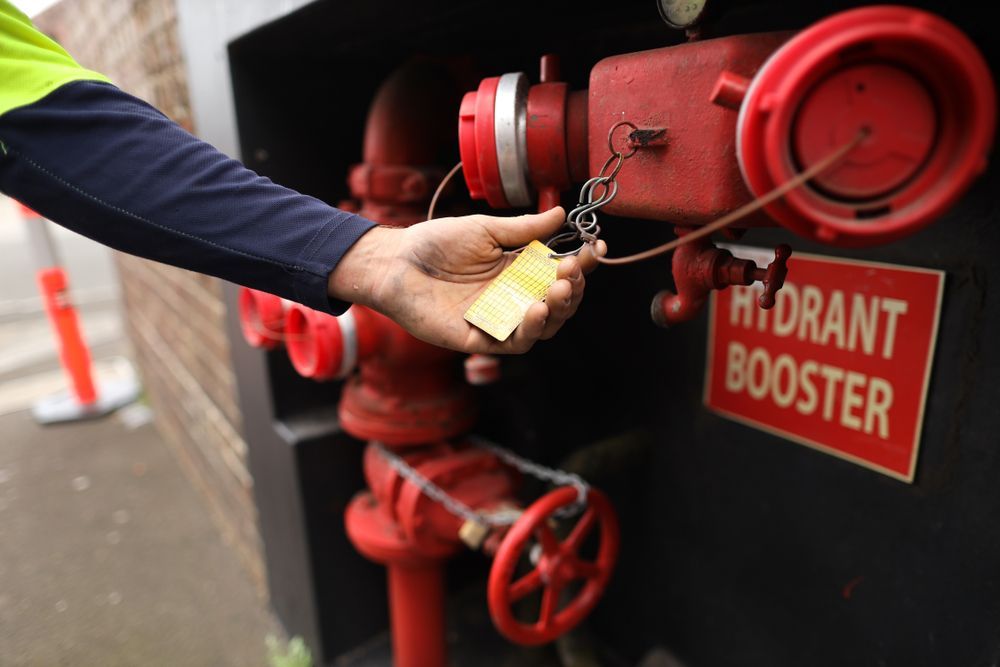 Person Checking Locks in Fire Hydrant