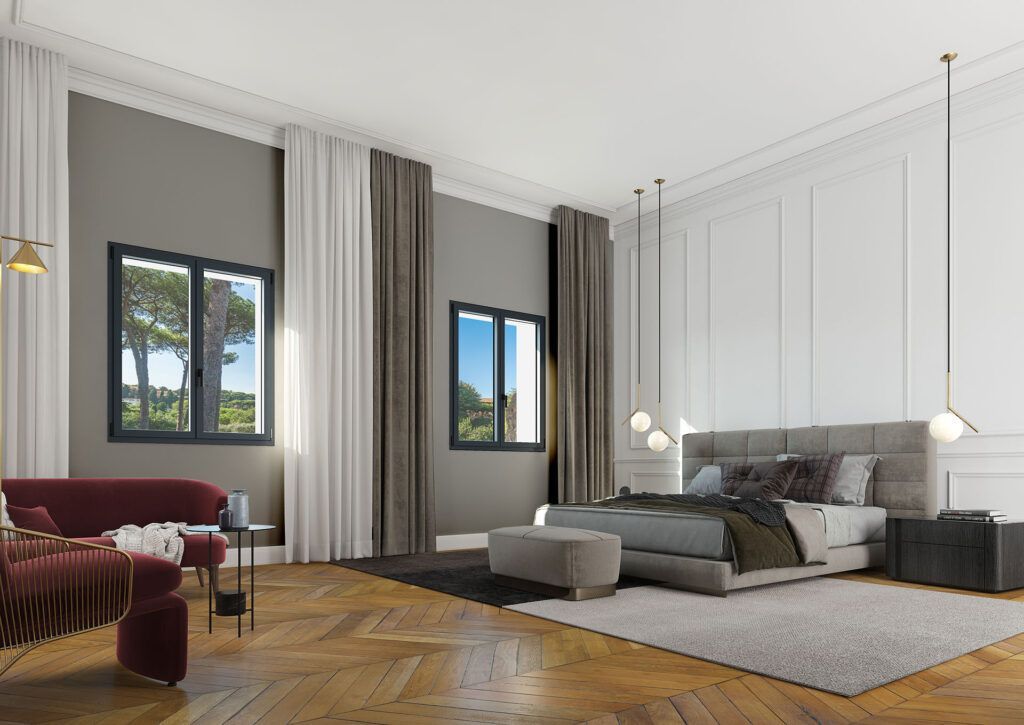 Serramenti in PVC bianchi in ambiente residenziale moderno