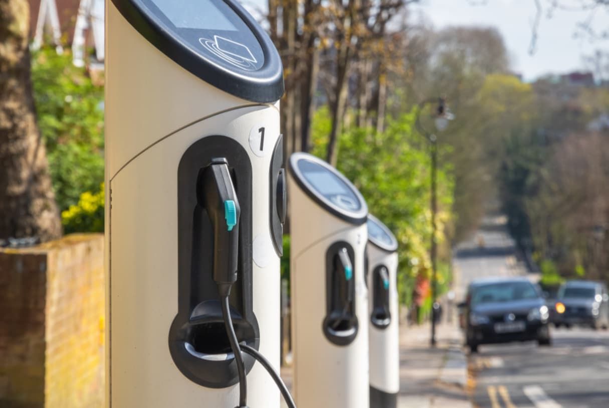 A Row Of Electric Car Charging Stations On The Side Of A Road — Ultra Mechanics / EV Drive In Warana, QLD