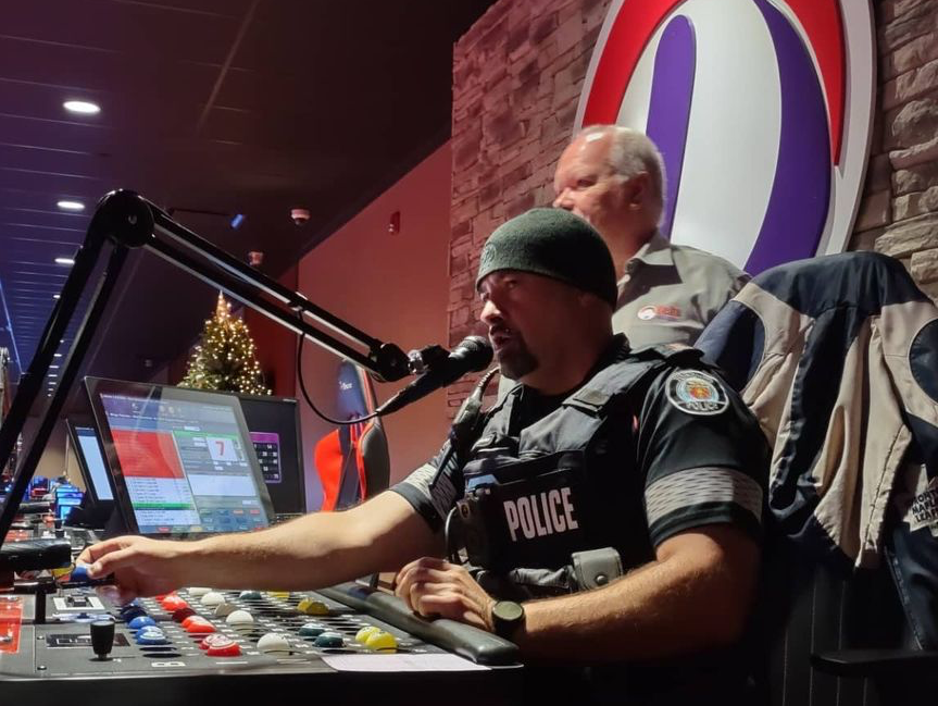 Officer calling out bingo numbers