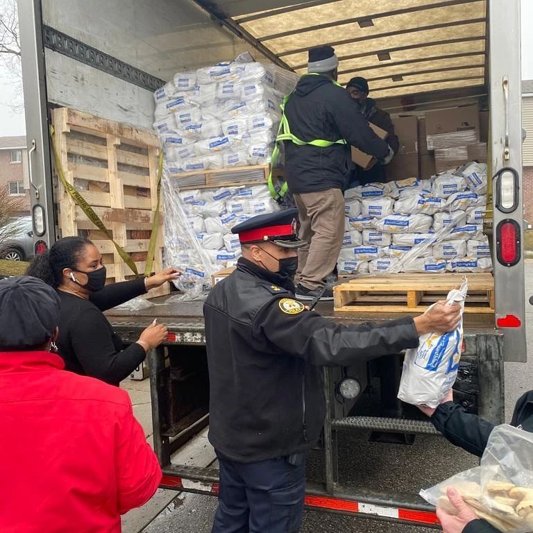 Delivering food hampers