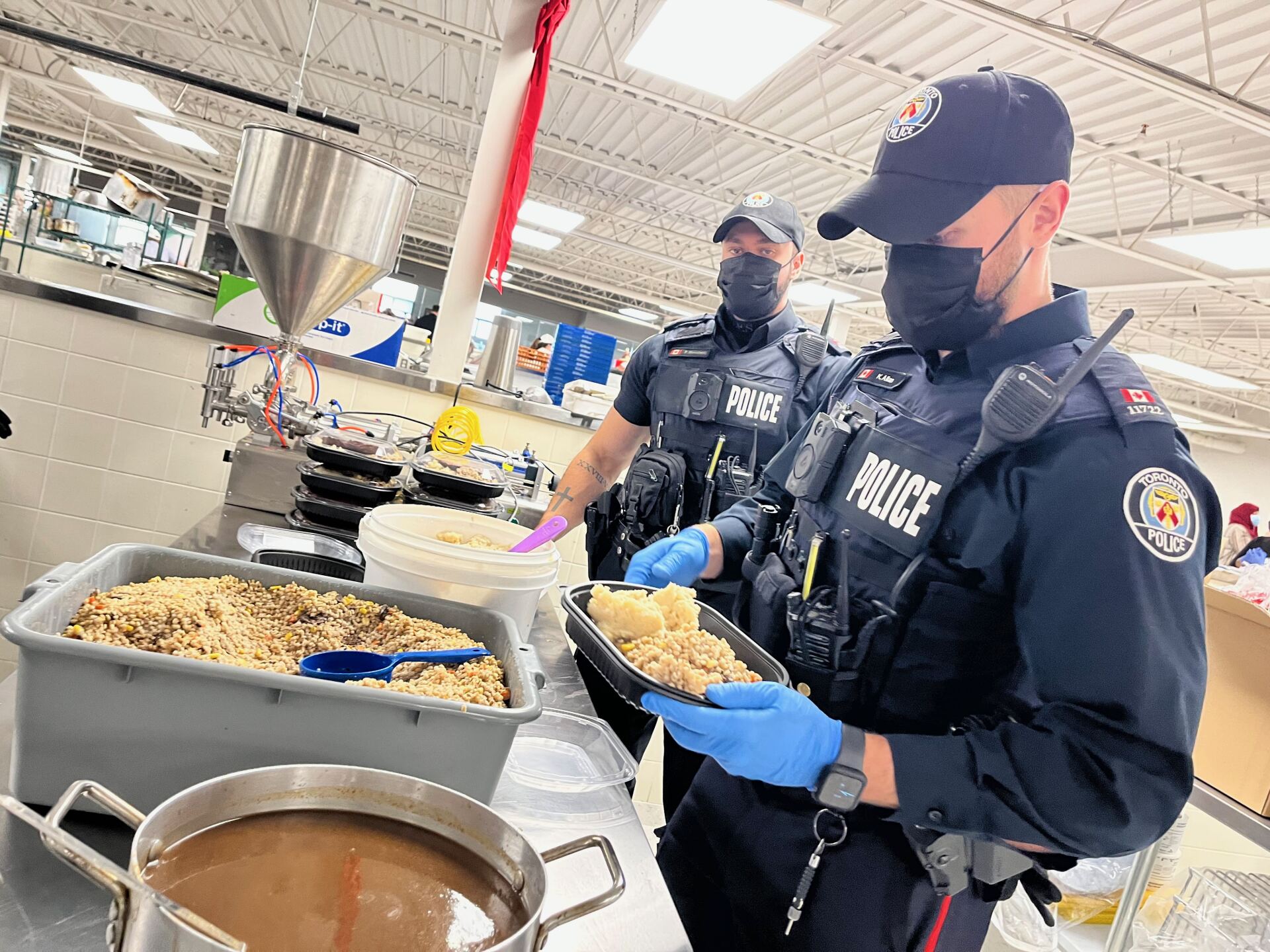 Volunteer preparing food