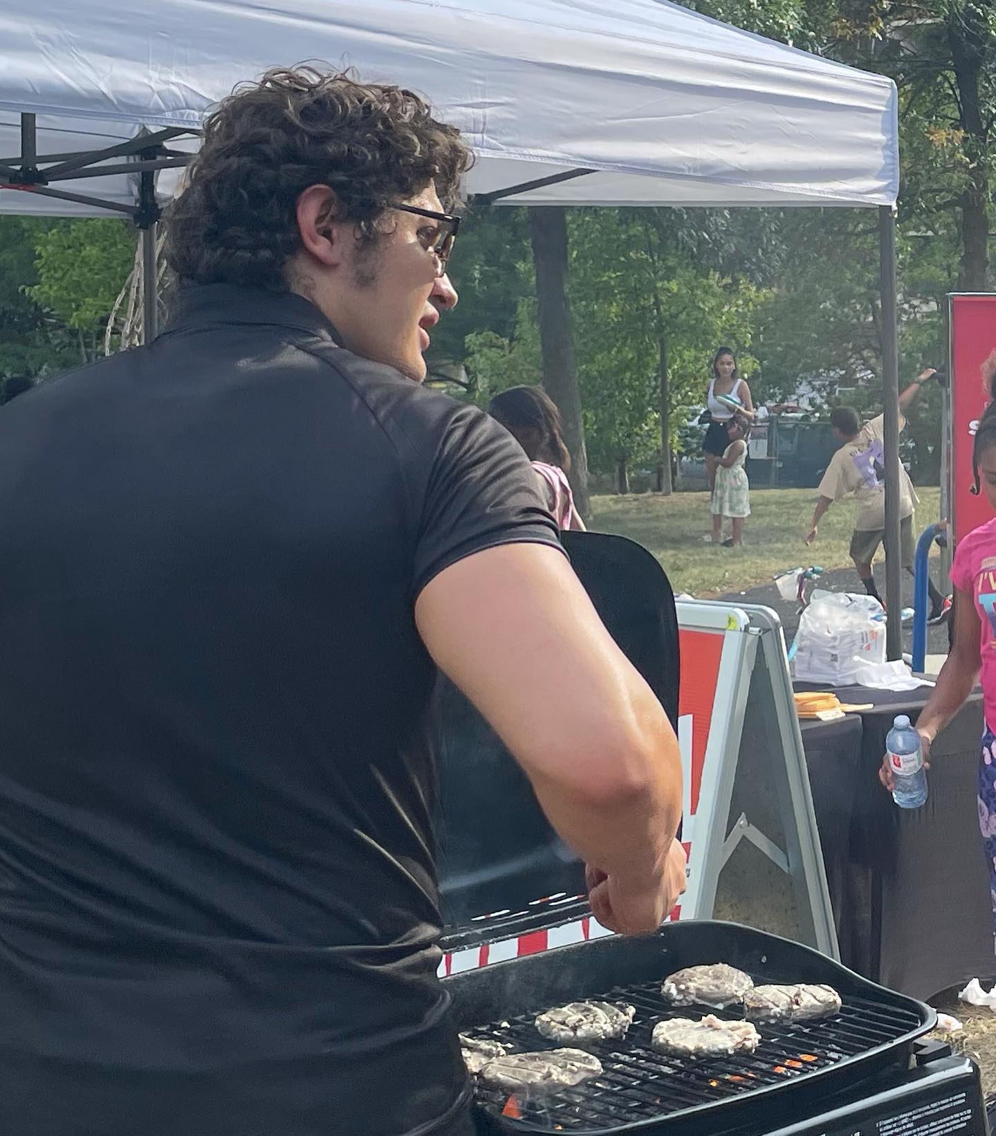Security personnel barbecuing