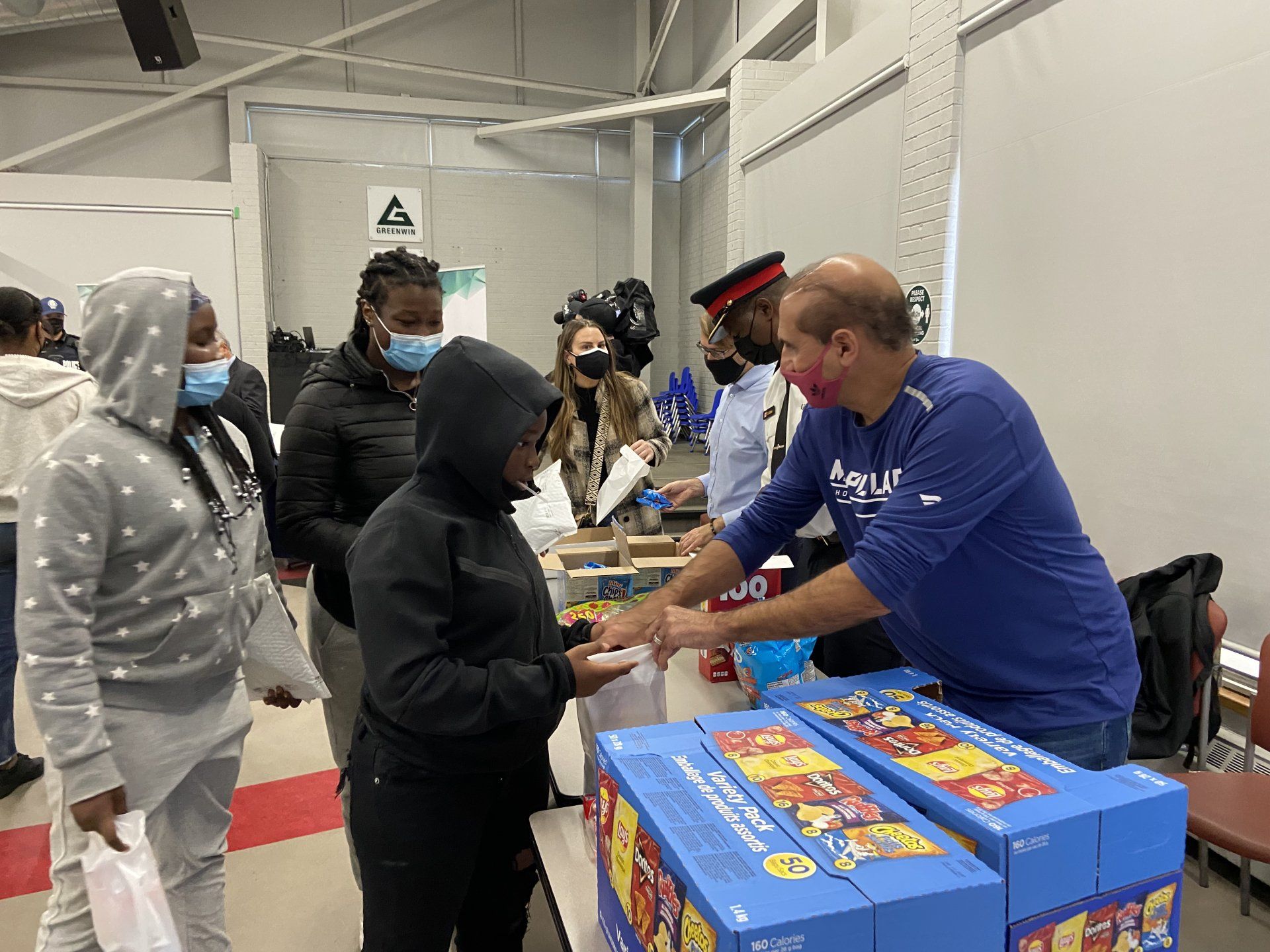 Kevin handing out treats
