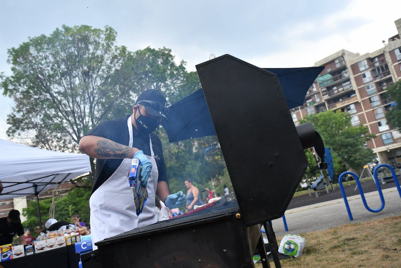 preparing the BBQ