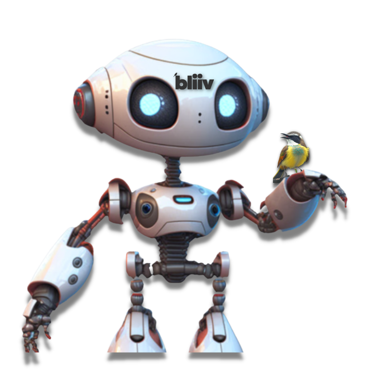 Um robô com a palavra bliv
