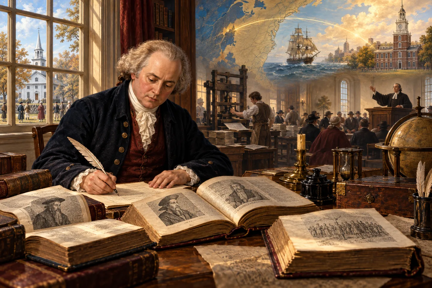 American founders study books, sermons, and maps on the road toward independence
