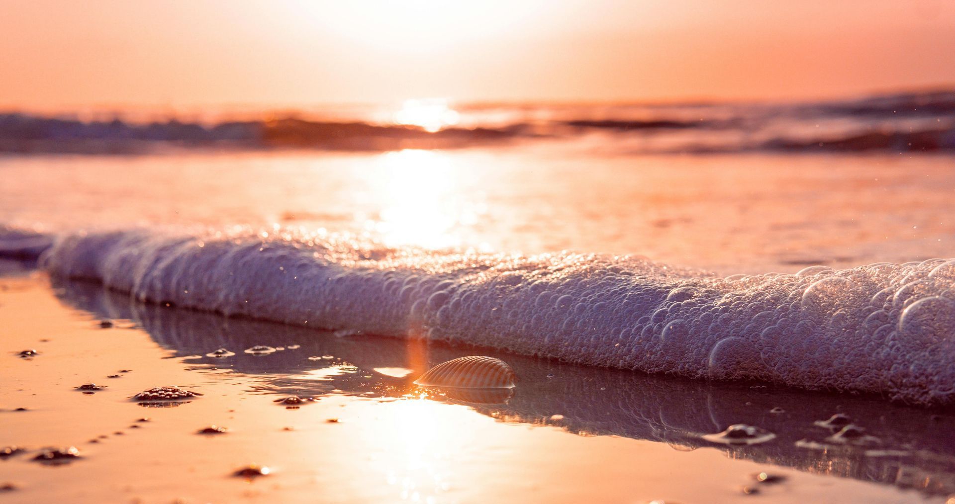 Beach tide line sunset