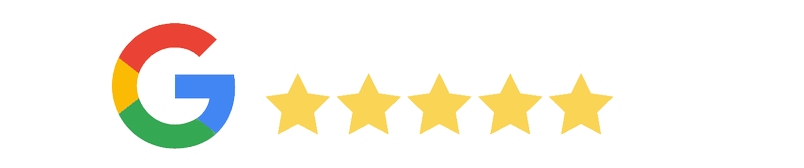 A google logo with five stars on it on a white background.