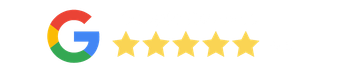A google logo with five stars on it on a white background.