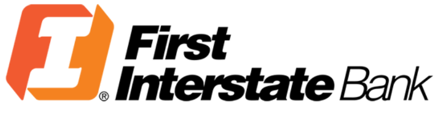 Logo for First Interstate Bank, featuring an orange 