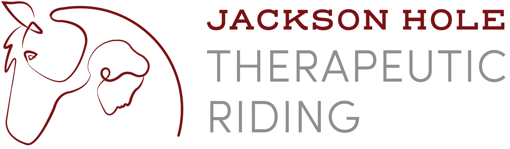 Logo for Jackson Hole Therapeutic Riding, featuring a minimalist line-art horse head outline next to the organization name.