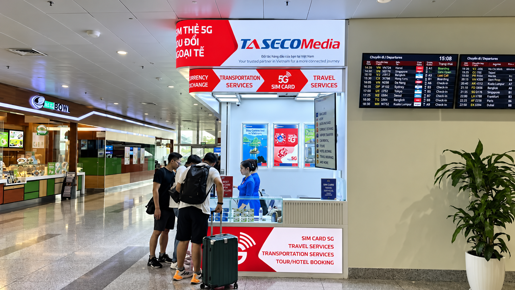 SIM card counter at Noi Bai or Tan Son Nhat airport